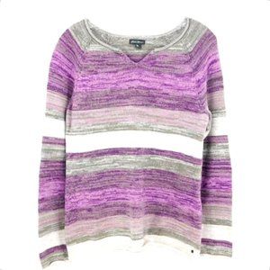 Eddie Bauer 100% Cotton Lavender and Grey Sweater